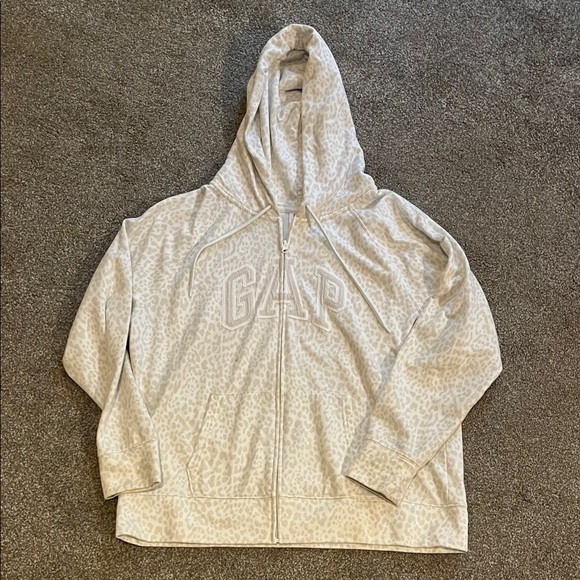 GAP Jackets & Blazers - GAP Cream Leopard Print Zip Hoodie